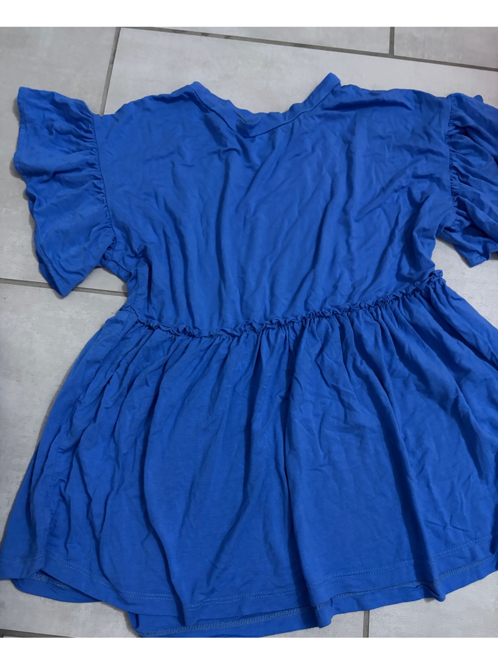 Pixie Lane Girls Blue Ruffle-Sleeve peplum top 9-10